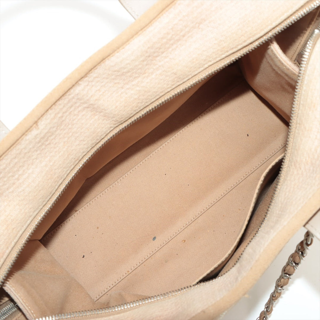 Top Quality Chanel Deauville Canvas x Leather 2WAY Handbag Beige Silver  20th