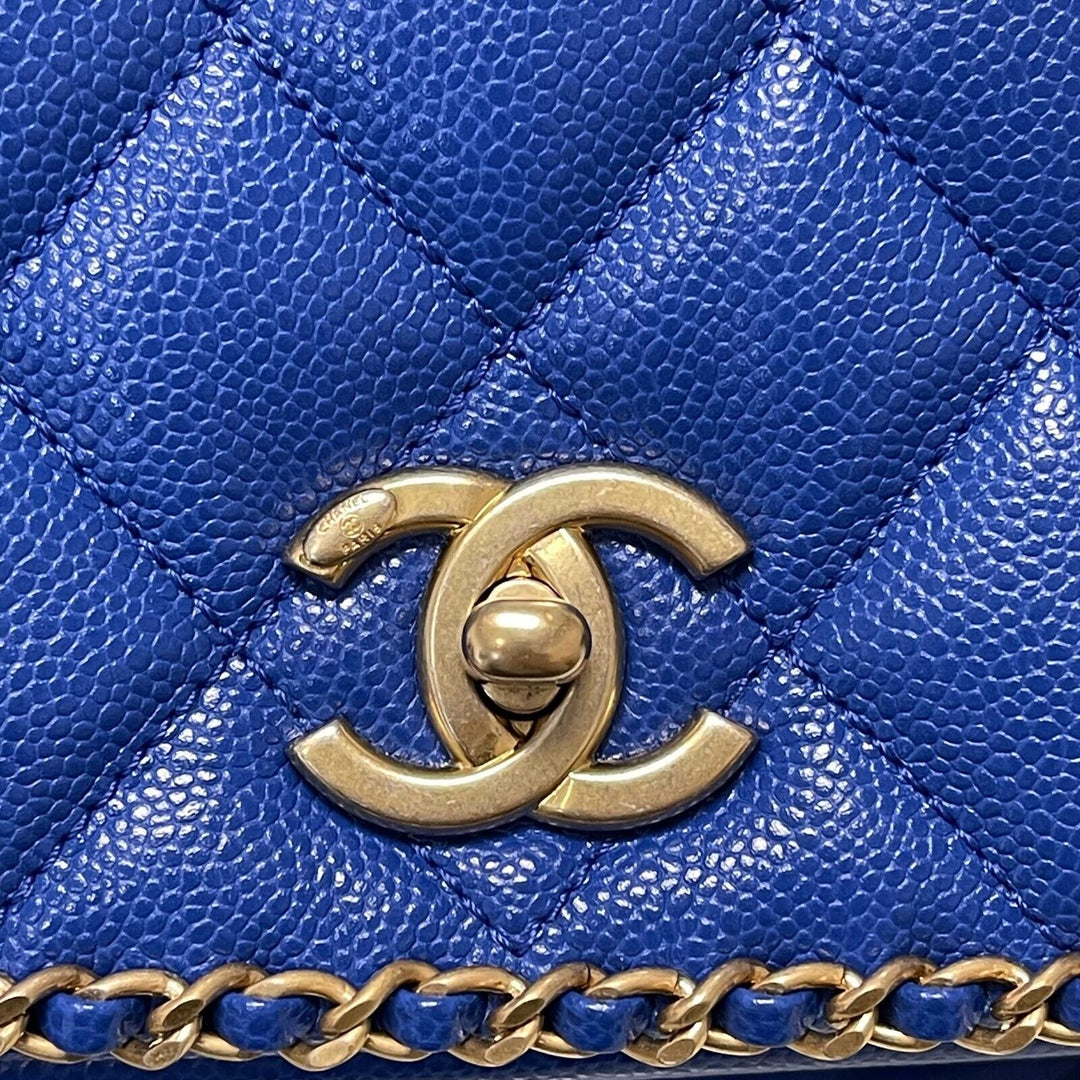 Chanel Mini Chain Around Multi Chain Full New Bag Quilted Caviar 22B Blue