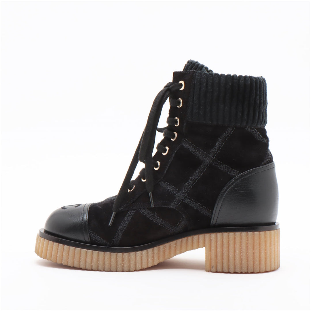 Top Quality Chanel Coco Leather X Suede Shoes 36  Black G36536 Matrasse