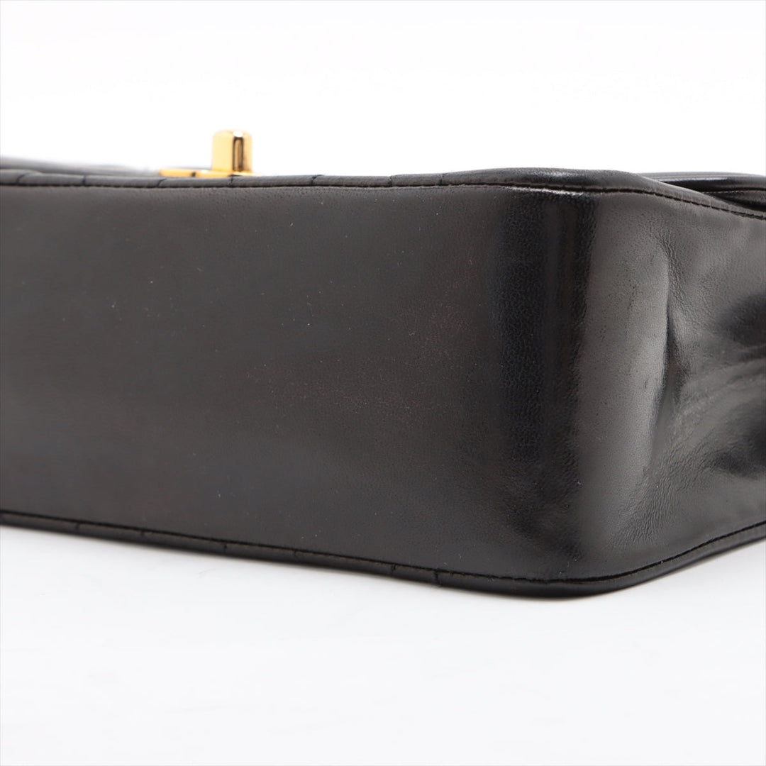 Top Quality Chanel Matrasse  Single Flap Single Chain Bag Diamond Flat Black Gold  2nd Turn-Lock Speech