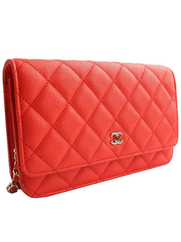 WOC Red Orange Caviar Silver Mini Cross 27th Division Chanel