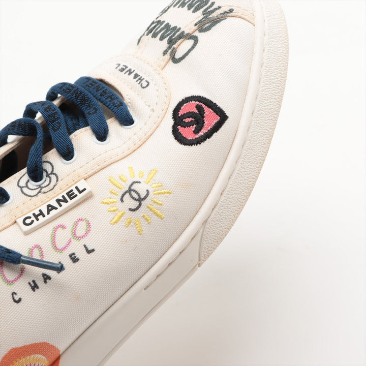 Top Quality Chanel Coco Canvas  Leather Trainers 44 Men White G34878