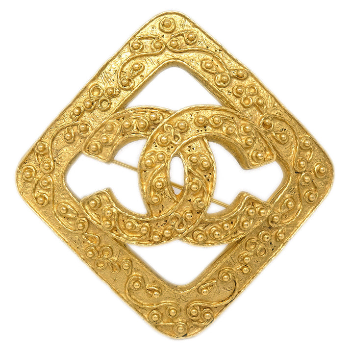 Top Quality Chanel Rhombus Brooch Pin Corsage Gold 94A