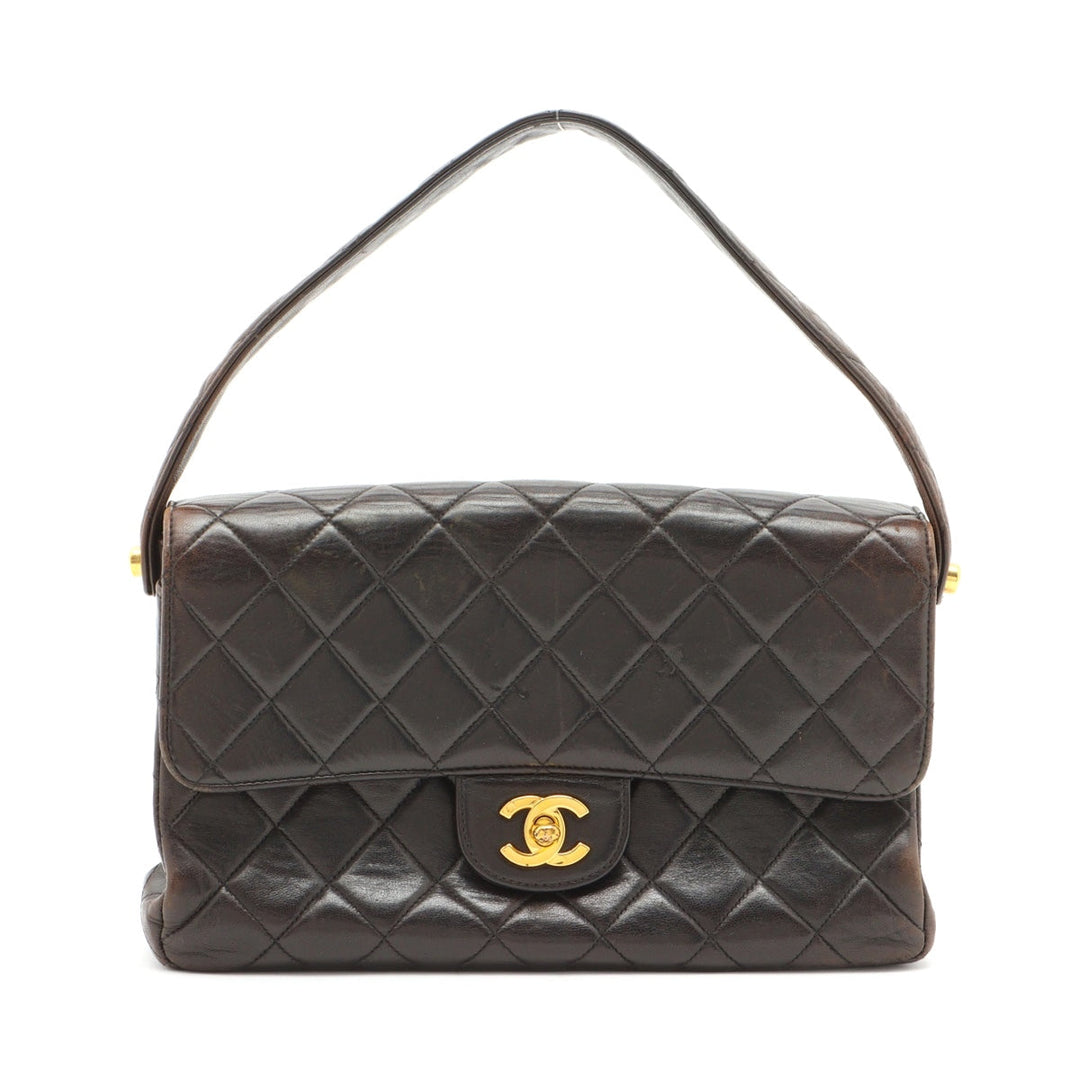 Top Quality Chanel Vintage Double Flap Shoulder Bag in Lambskin Black