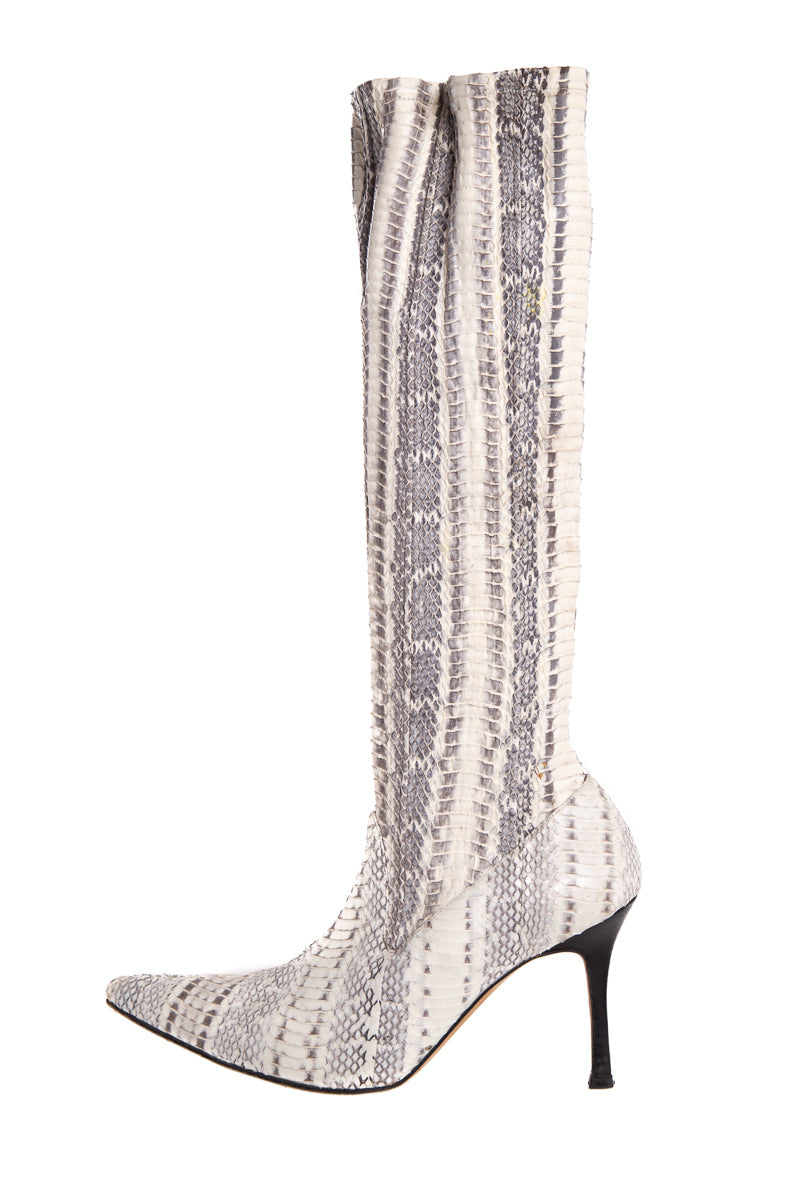 Manolo Blahnik Snakeskin Boots SZ 38.5