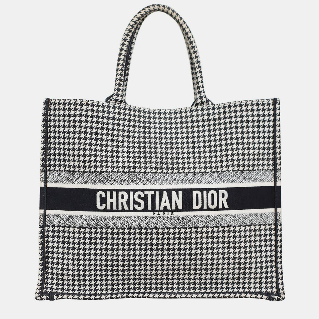 Top quality Dior Christian Black/ White Houndstooth Large Book Tote Bag