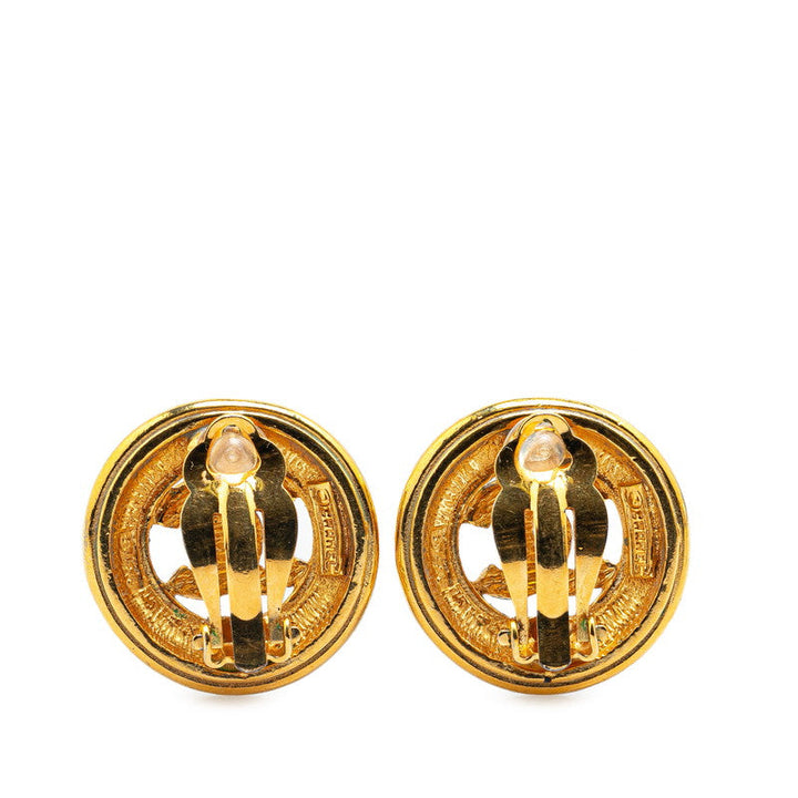 Top Quality Chanel Coco Mark Round Earrings Gold