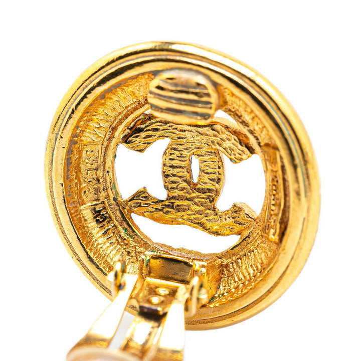 Top Quality Chanel Coco Mark Round Earrings Gold