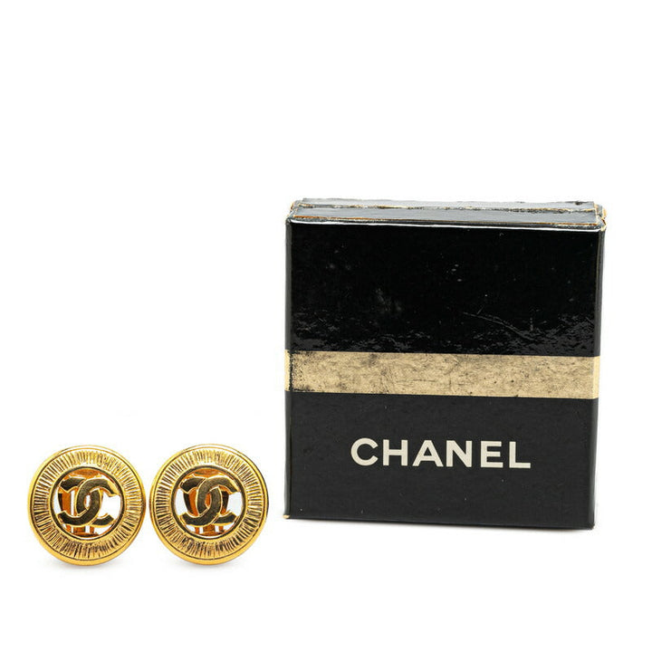 Top Quality Chanel Coco Mark Round Earrings Gold