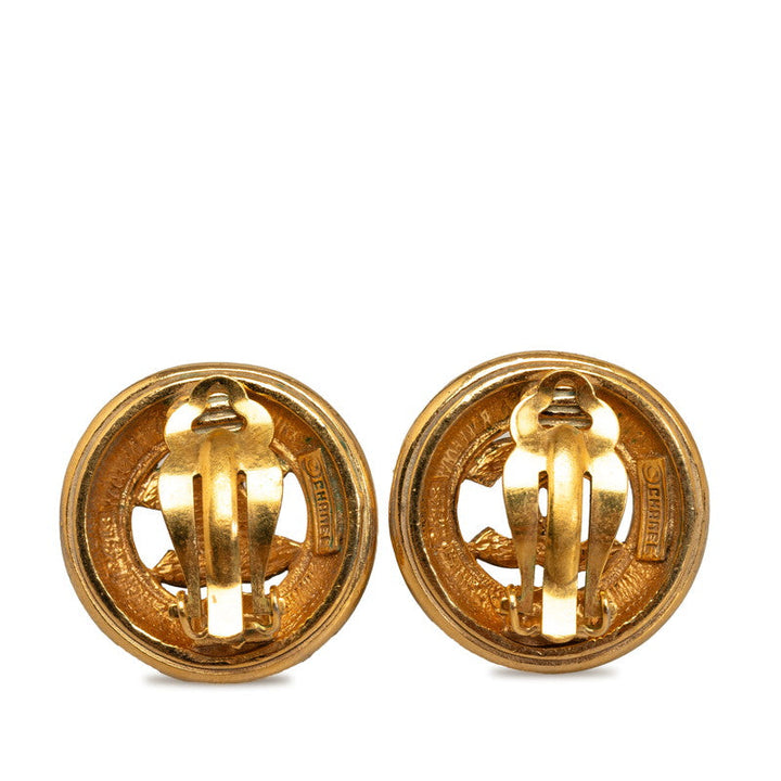 Top Quality Chanel Vintage Coco Mark Circle Earrings Gold Plated Women's