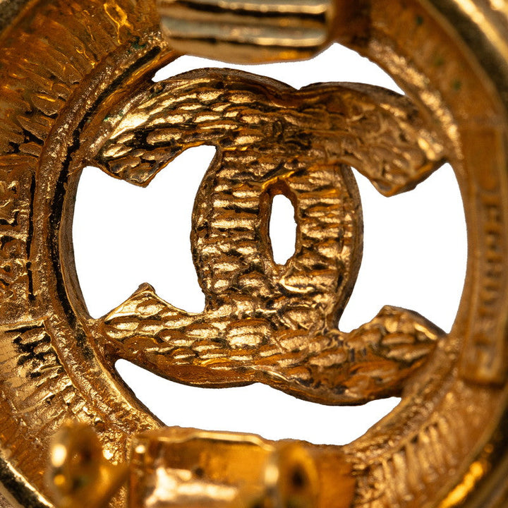 Top Quality Chanel Vintage Coco Mark Circle Earrings Gold Plated Women's