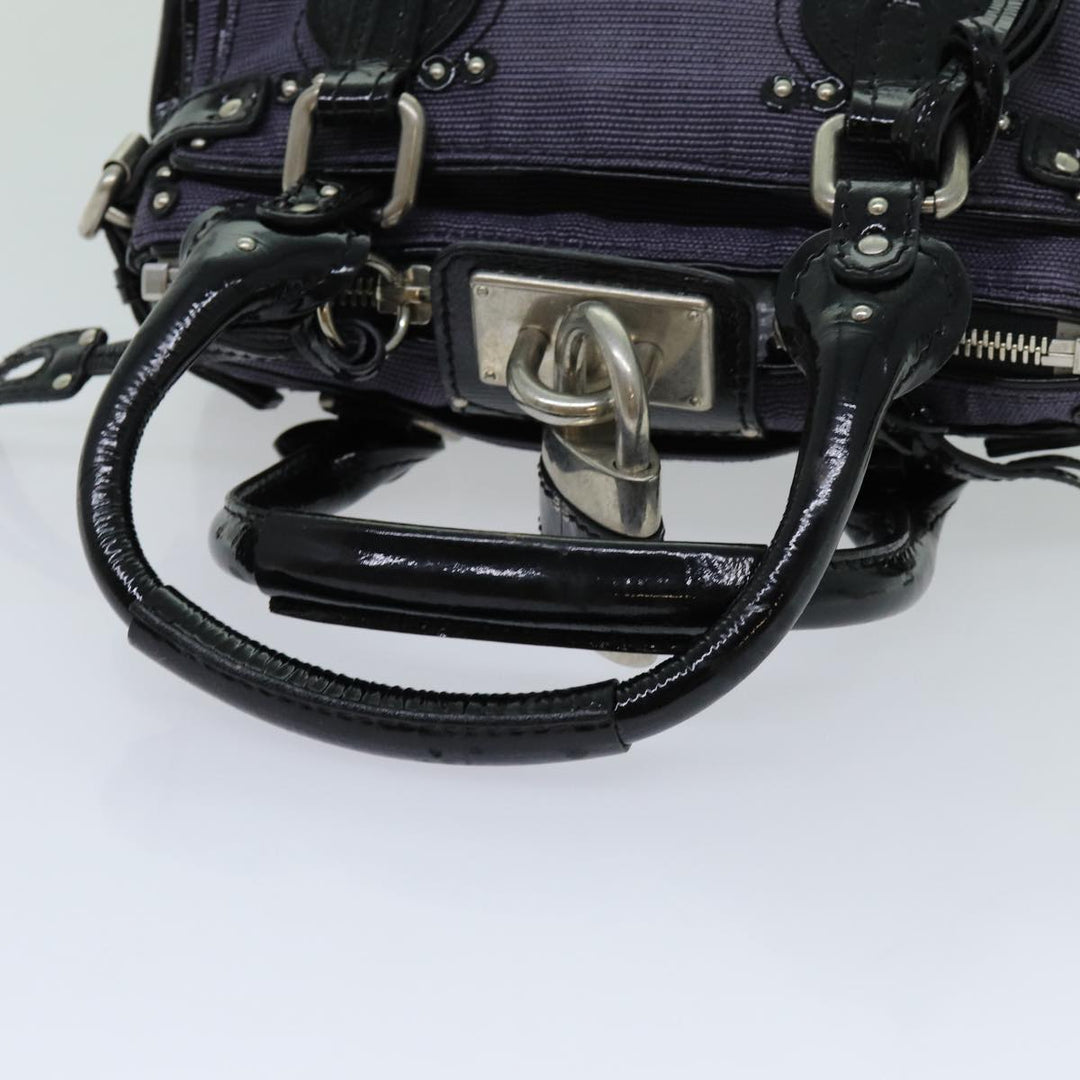 Chloe Paddington Hand Bag Canvas Purple 70178