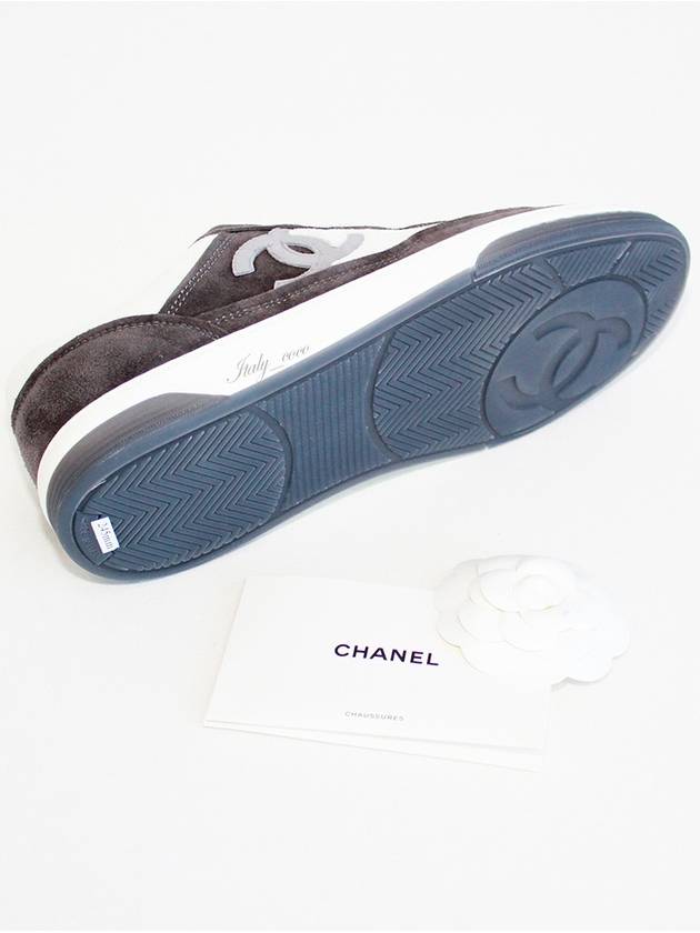 CC Logo Suede Kidskin Low Top Sneakers Black Chanel