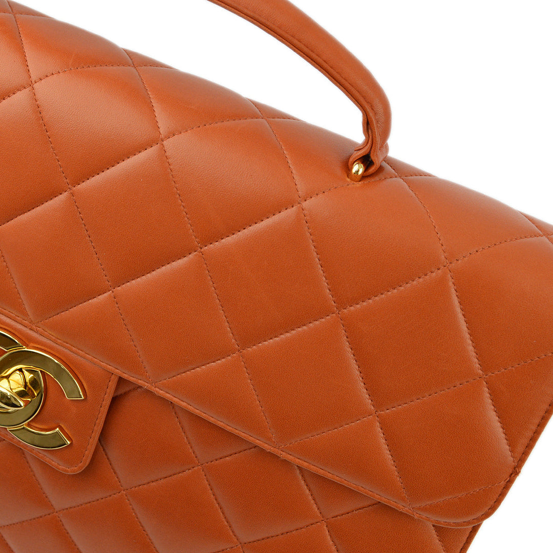 Top Quality Chanel Orange Lambskin Briefcase Business Handbag