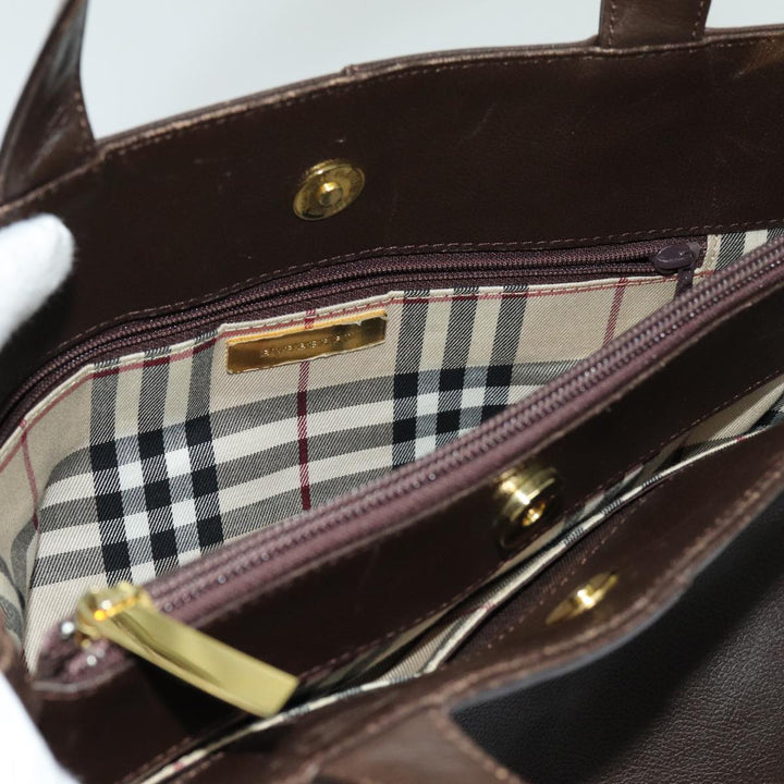 Burberry Hand Bag Leather Brown Auth 70203