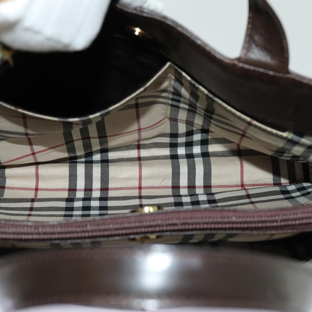 Burberry Hand Bag Leather Brown Auth 70203