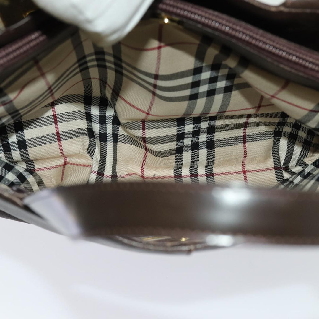 Burberry Hand Bag Leather Brown Auth 70203
