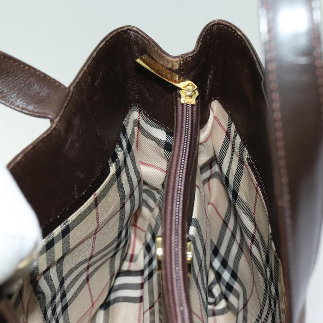 Burberry Hand Bag Leather Brown Auth 70203