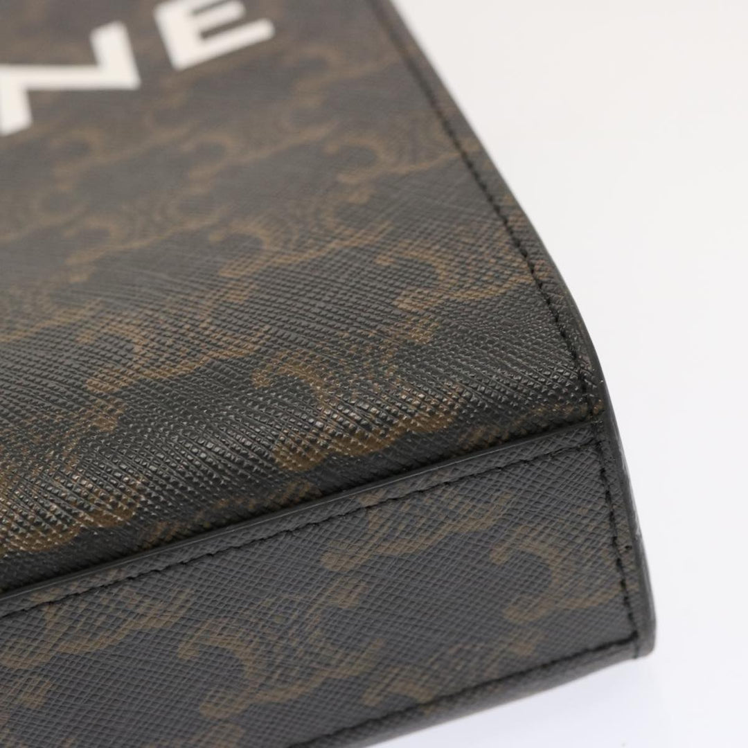 Celine Triomphe Canvas Minibar Tical Hippo Hand Bag PVC 2way Black Auth 70260A