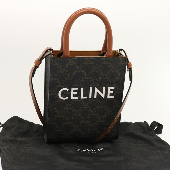 Celine Triomphe Canvas Minibar Tical Hippo Hand Bag PVC 2way Black Auth 70260A