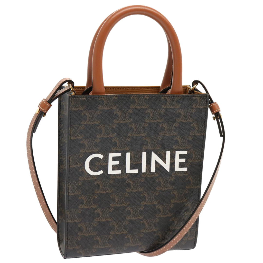 Celine Triomphe Canvas Minibar Tical Hippo Hand Bag PVC 2way Black Auth 70260A