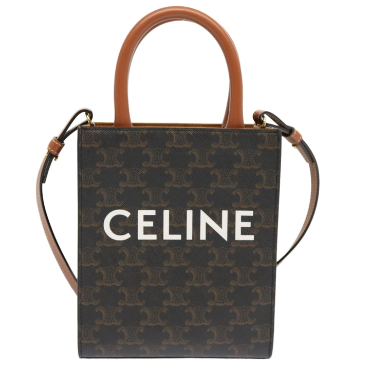 Celine Triomphe Canvas Minibar Tical Hippo Hand Bag PVC 2way Black Auth 70260A