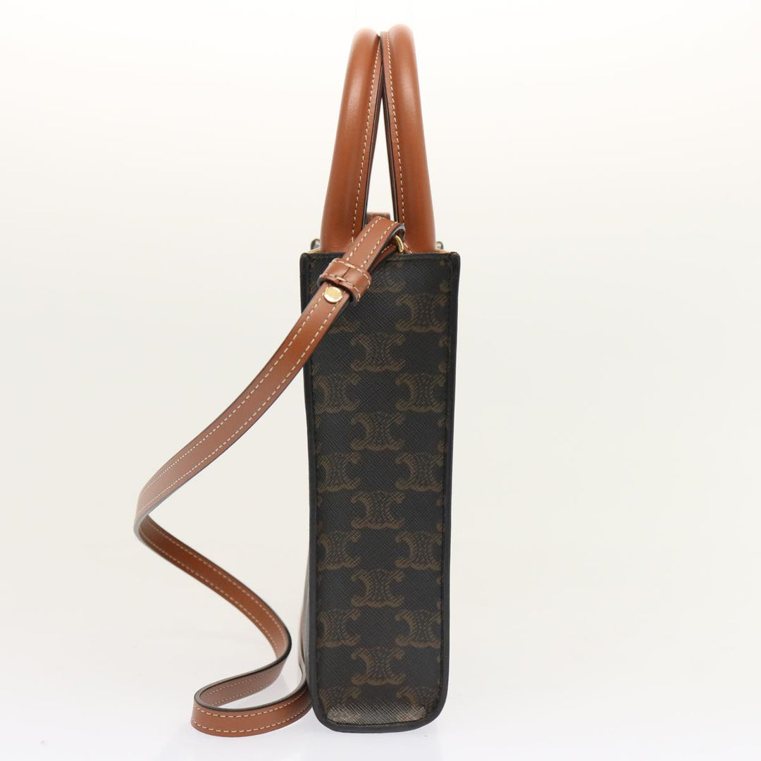 Celine Triomphe Canvas Minibar Tical Hippo Hand Bag PVC 2way Black Auth 70260A