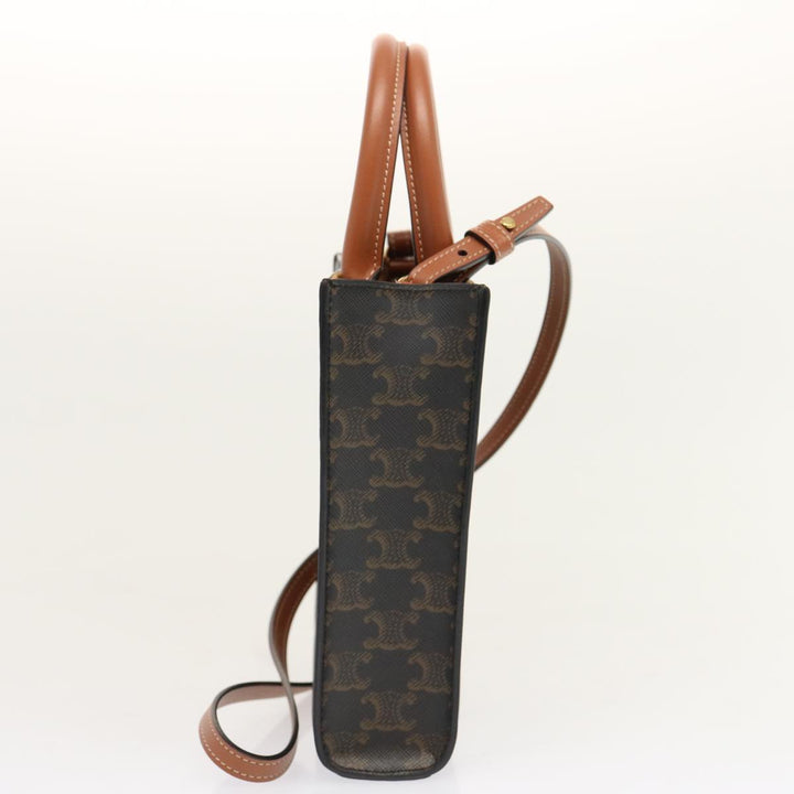 Celine Triomphe Canvas Minibar Tical Hippo Hand Bag PVC 2way Black Auth 70260A