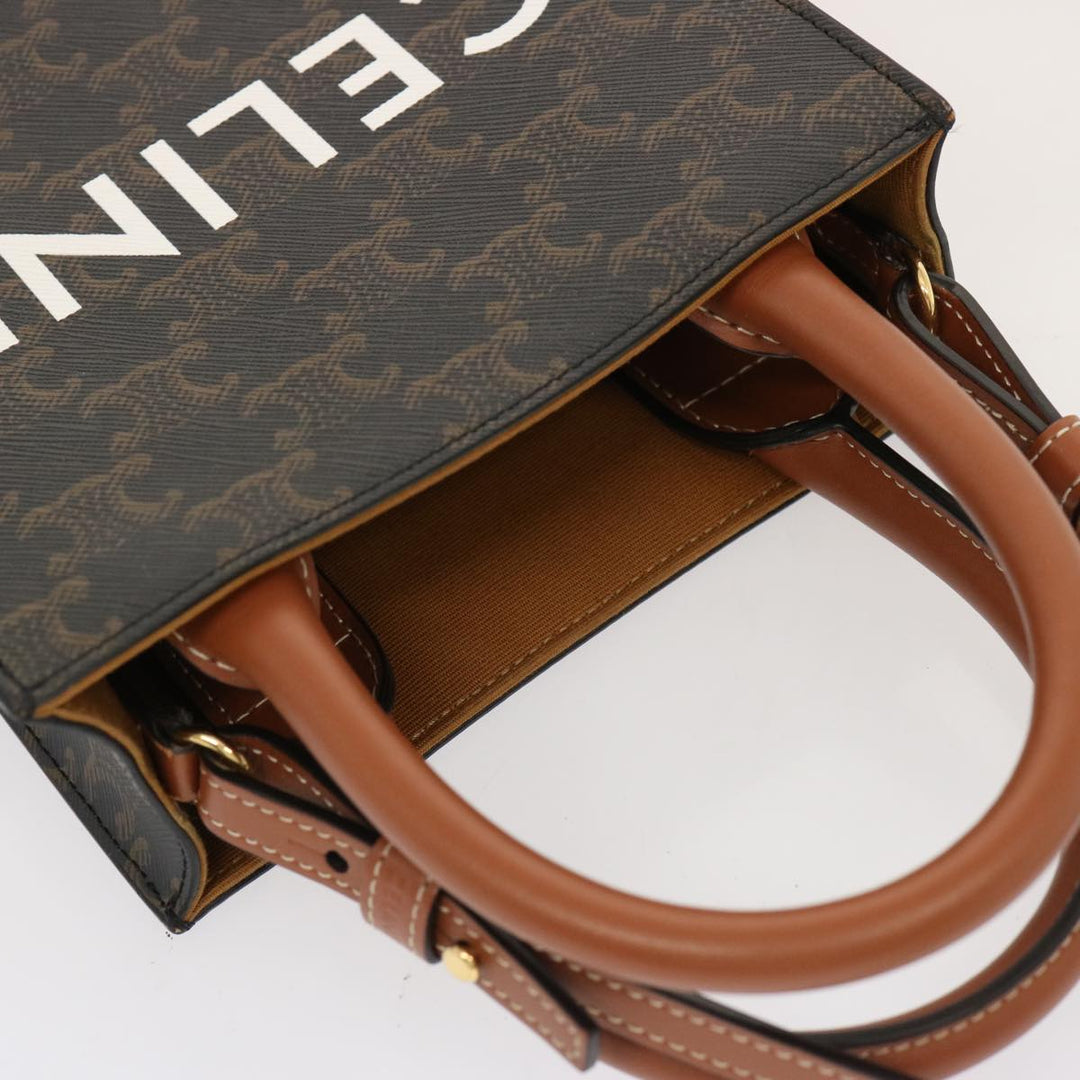 Celine Triomphe Canvas Minibar Tical Hippo Hand Bag PVC 2way Black Auth 70260A
