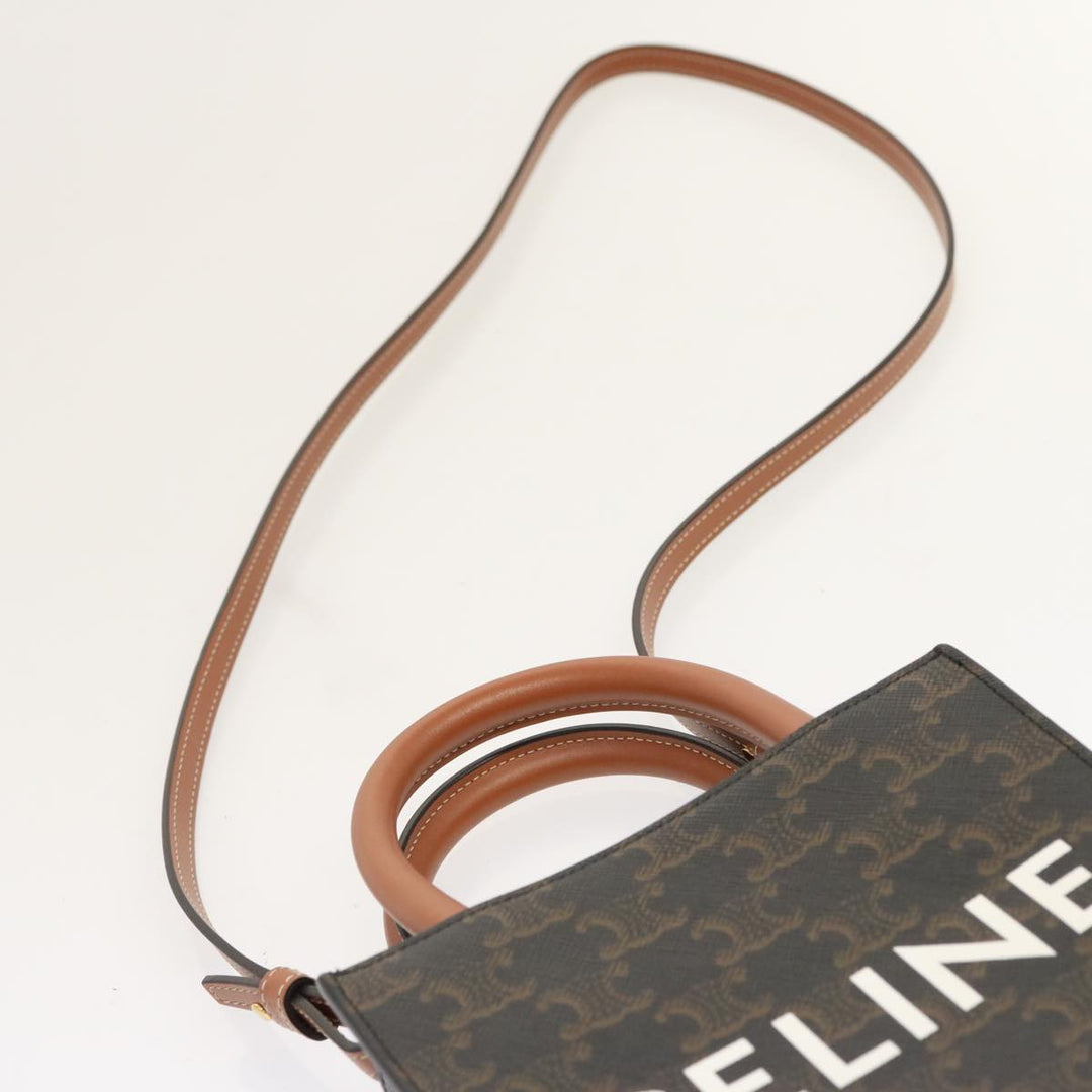 Celine Triomphe Canvas Minibar Tical Hippo Hand Bag PVC 2way Black Auth 70260A