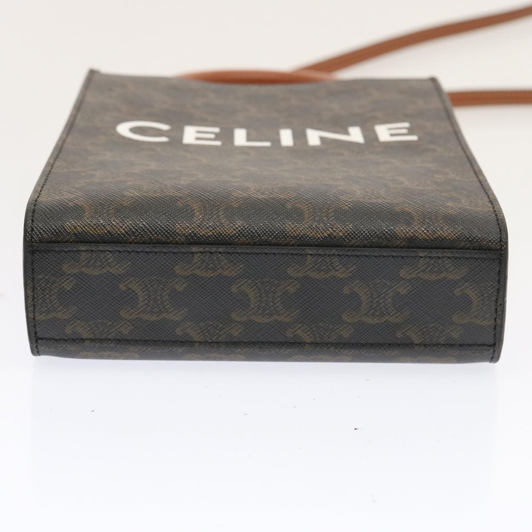 Celine Triomphe Canvas Minibar Tical Hippo Hand Bag PVC 2way Black Auth 70260A