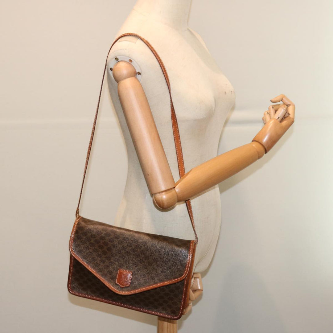 Celine Macadam Canvas Shoulder Bag PVC Brown  70324