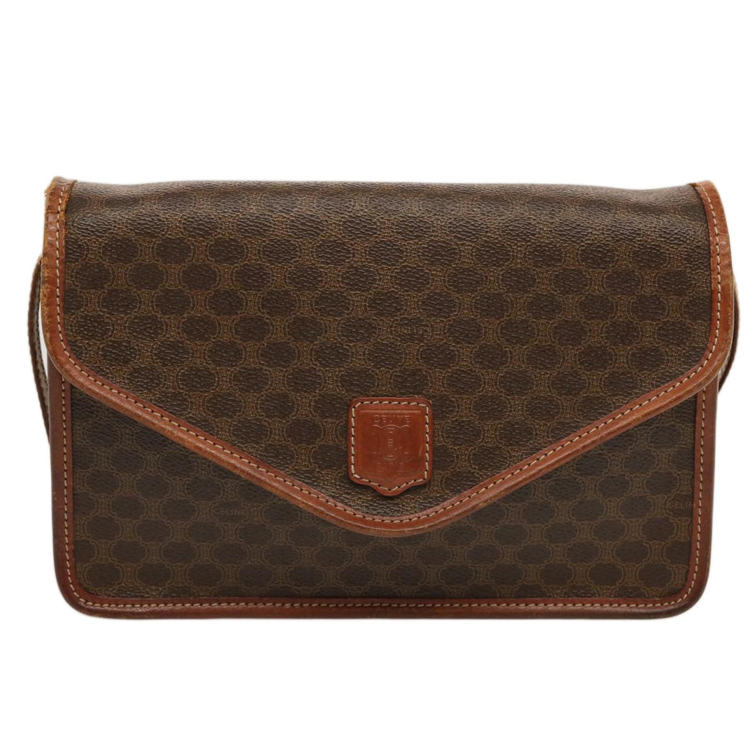 Celine Macadam Canvas Shoulder Bag PVC Brown  70324
