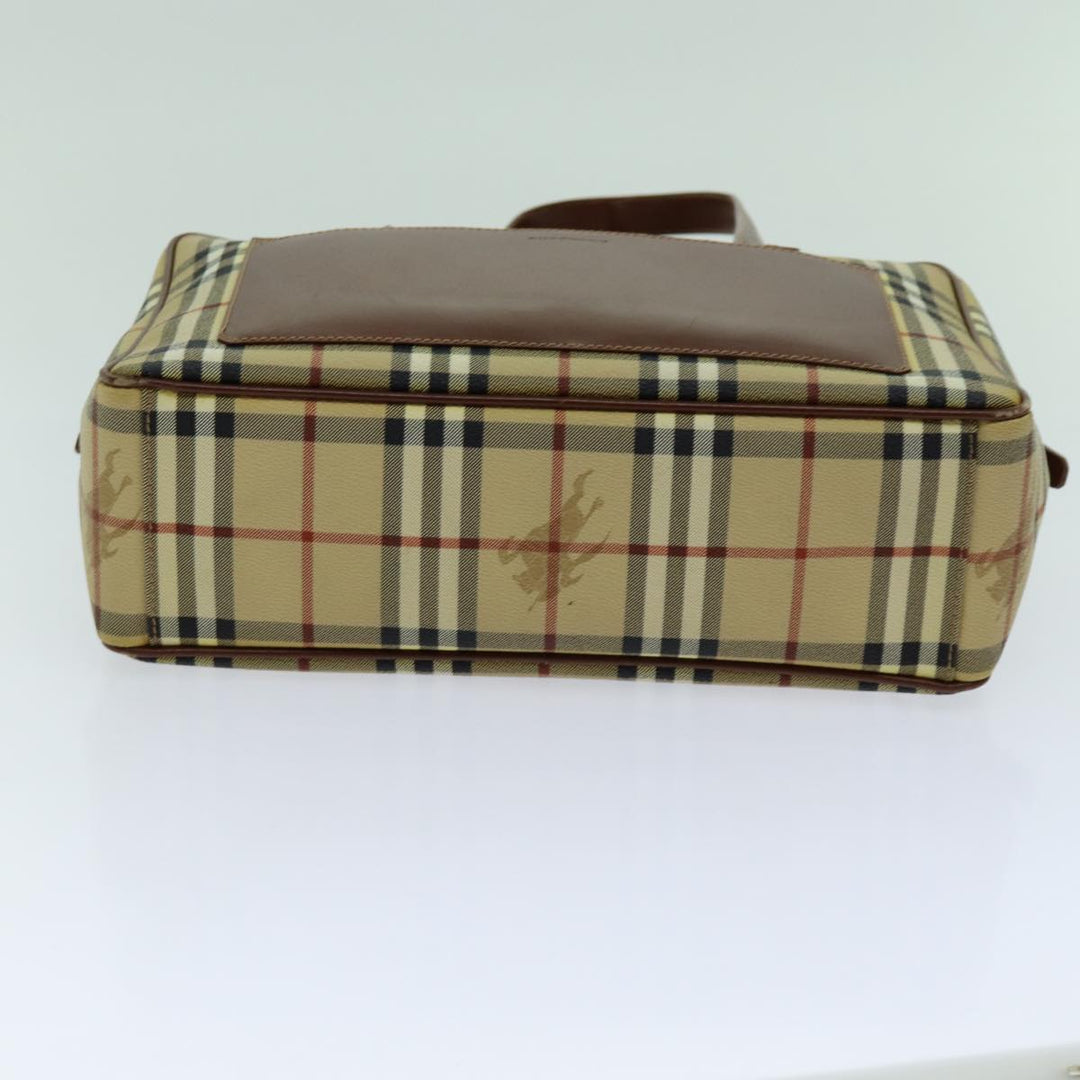 Burberry Nova Check Shoulder Bag PVC Leather Beige Auth 70347