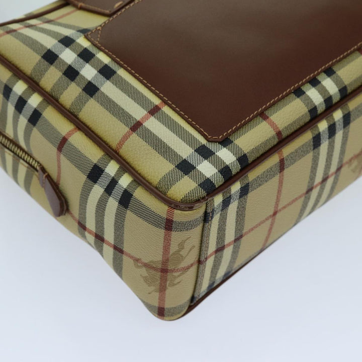 Burberry Nova Check Shoulder Bag PVC Leather Beige Auth 70347