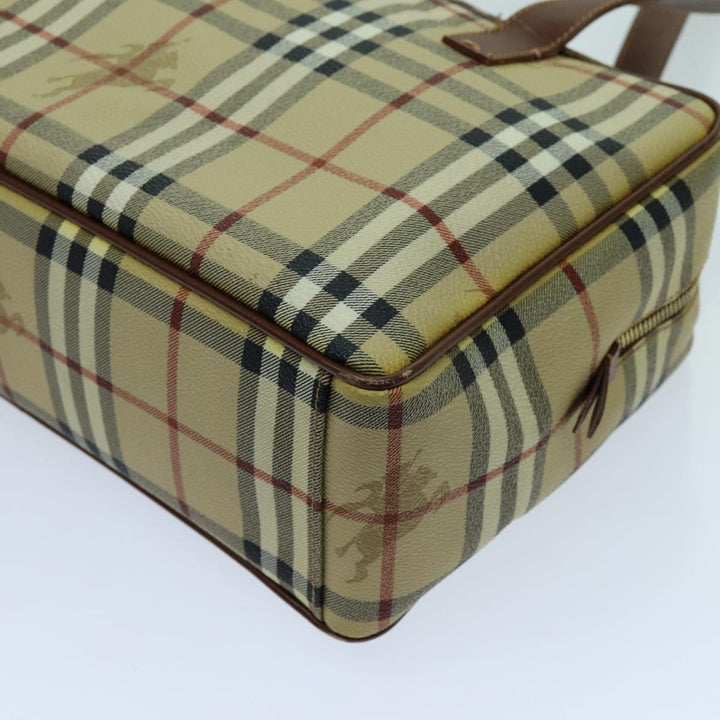 Burberry Nova Check Shoulder Bag PVC Leather Beige Auth 70347