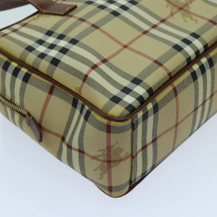 Burberry Nova Check Shoulder Bag PVC Leather Beige Auth 70347