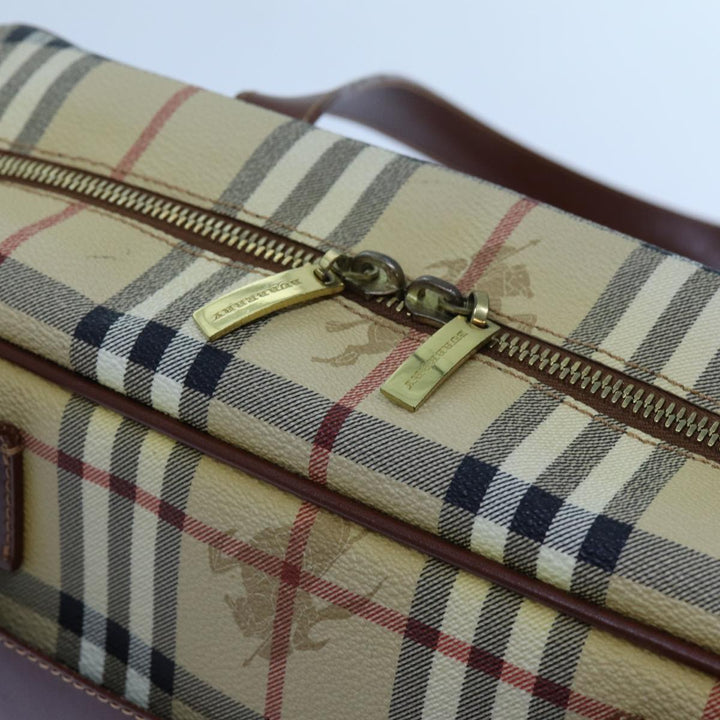 Burberry Nova Check Shoulder Bag PVC Leather Beige Auth 70347