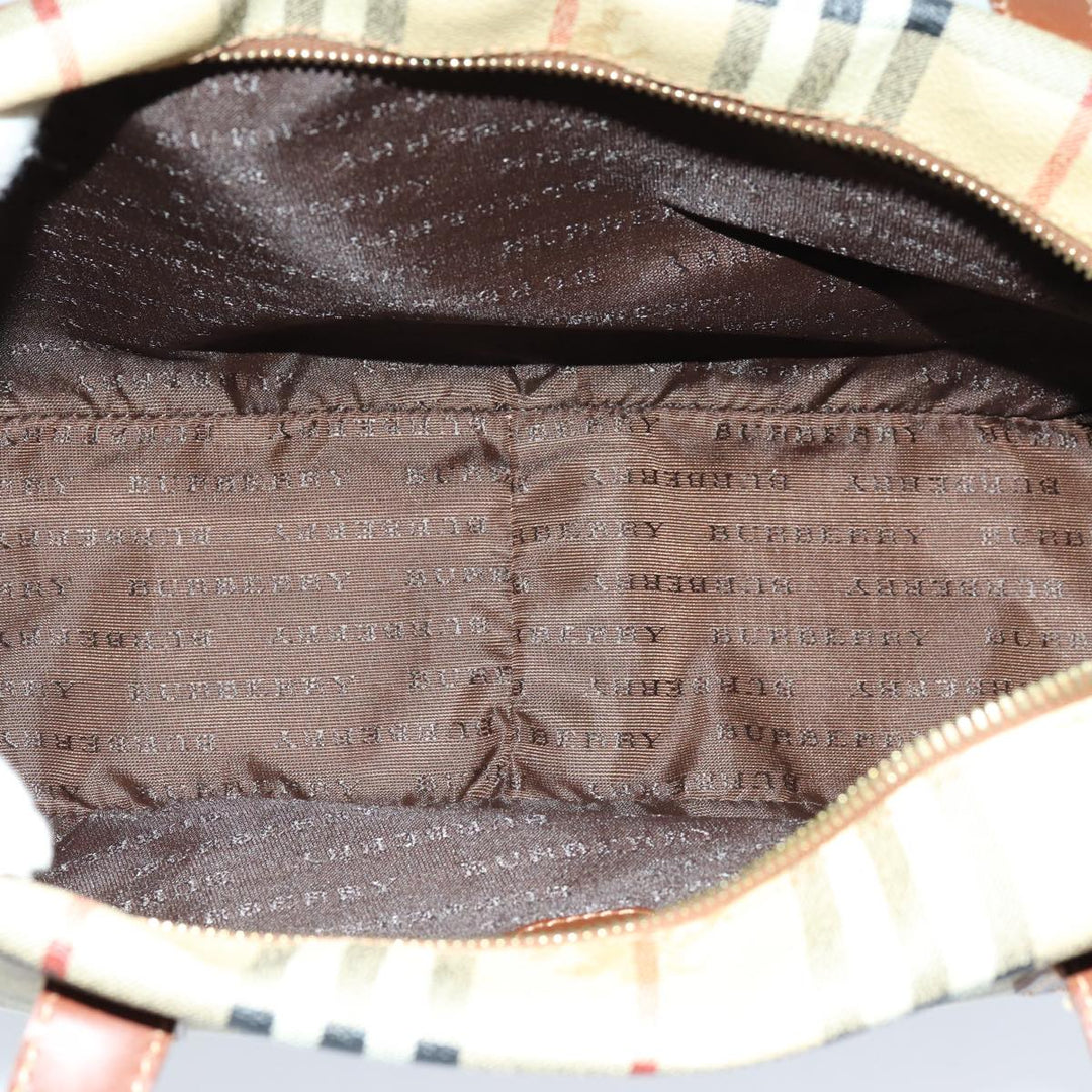 Burberry Nova Check Shoulder Bag PVC Leather Beige Auth 70347
