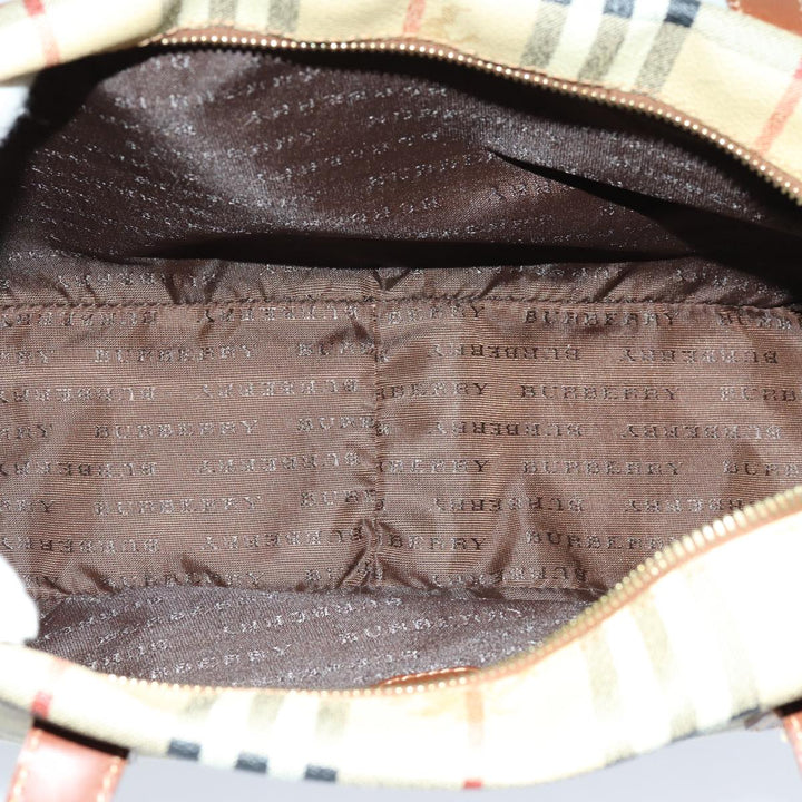 Burberry Nova Check Shoulder Bag PVC Leather Beige Auth 70347