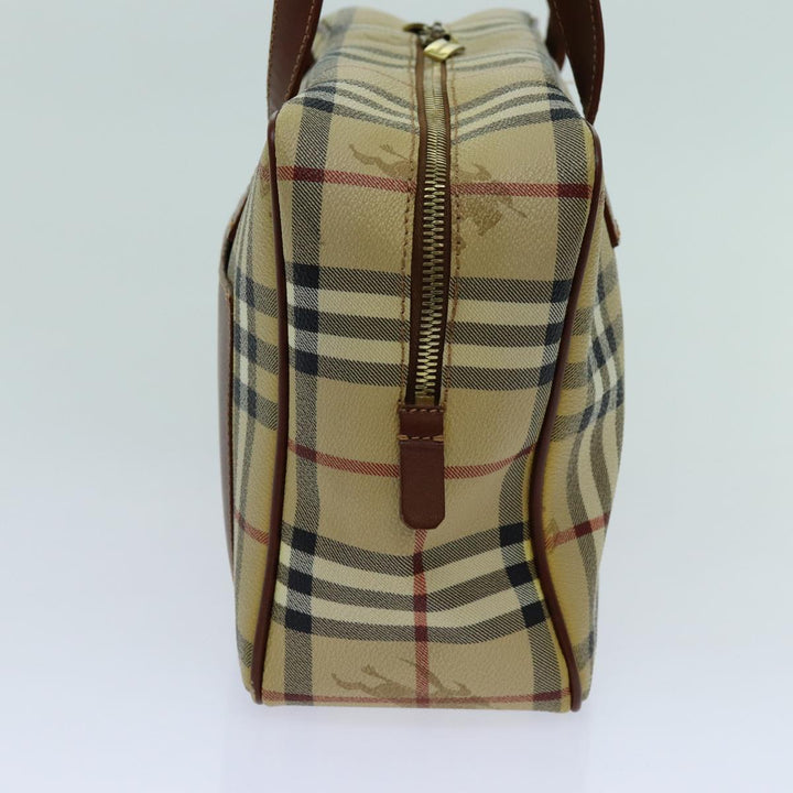 Burberry Nova Check Shoulder Bag PVC Leather Beige Auth 70347