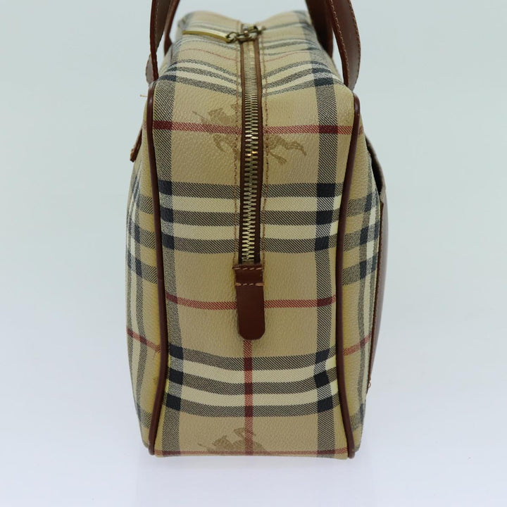 Burberry Nova Check Shoulder Bag PVC Leather Beige Auth 70347