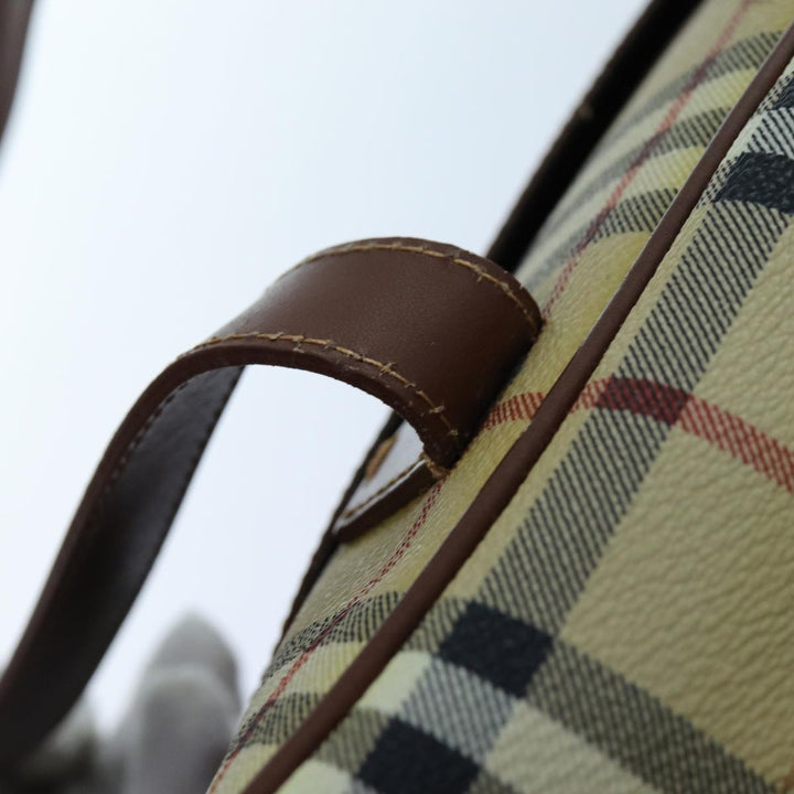 Burberry Nova Check Shoulder Bag PVC Leather Beige Auth 70347