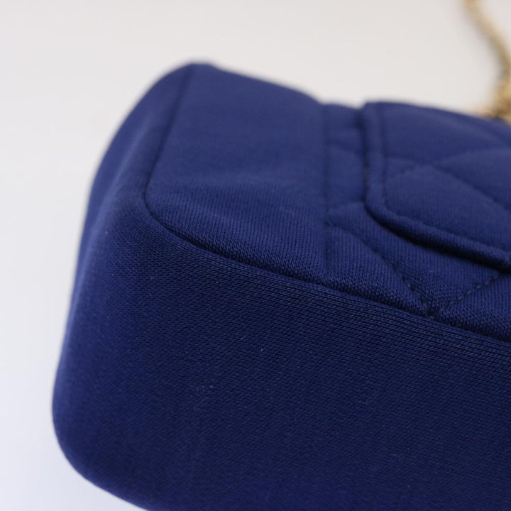 Chanel Diana Matelasse Chain Shoulder Bag Canvas Blue CC Auth 70391A