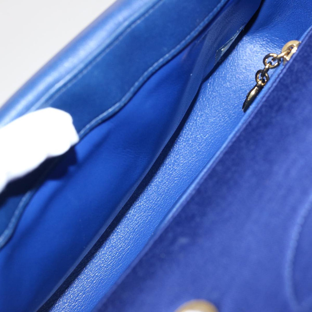 Chanel Diana Matelasse Chain Shoulder Bag Canvas Blue CC Auth 70391A