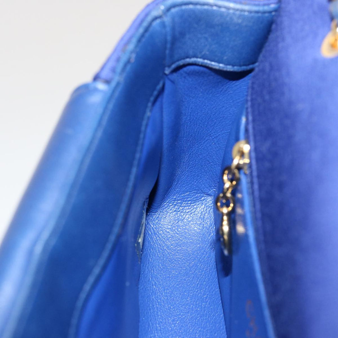 Chanel Diana Matelasse Chain Shoulder Bag Canvas Blue CC Auth 70391A