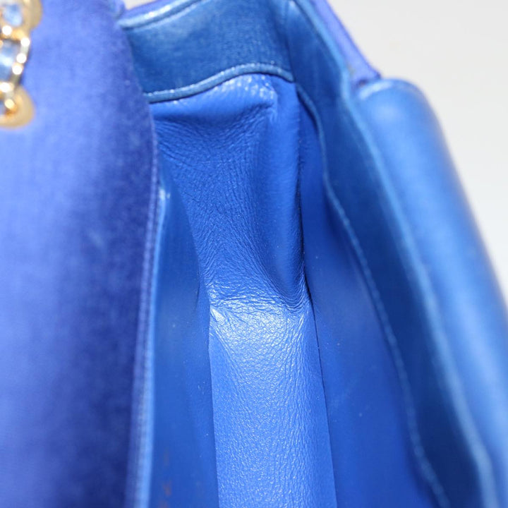 Chanel Diana Matelasse Chain Shoulder Bag Canvas Blue CC Auth 70391A