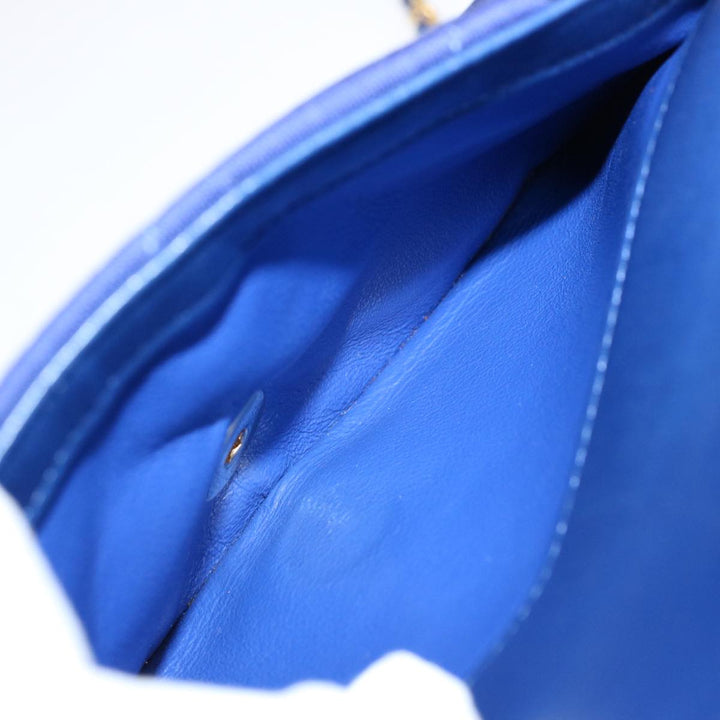 Chanel Diana Matelasse Chain Shoulder Bag Canvas Blue CC Auth 70391A