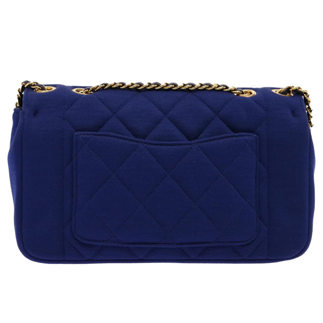 Chanel Diana Matelasse Chain Shoulder Bag Canvas Blue CC Auth 70391A