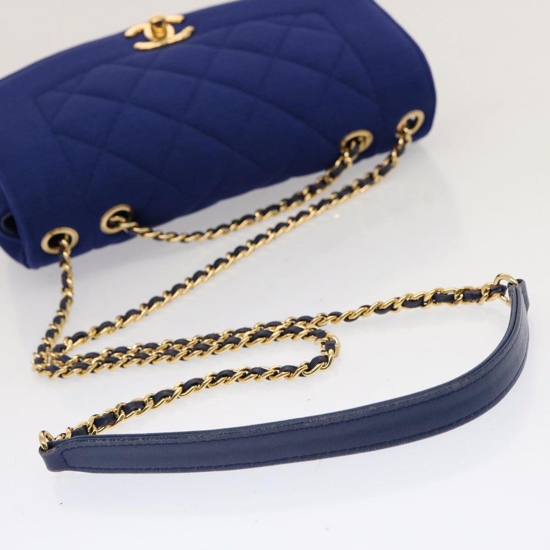 Chanel Diana Matelasse Chain Shoulder Bag Canvas Blue CC Auth 70391A
